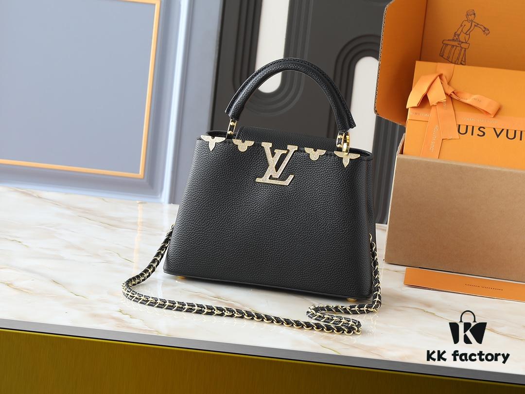 69305ecef09edb6de4c5023b Guangzhou Stock Upgraded Original M24583 M24584 M24585 Gold-Tone Crystal Flower Crown Capucines Handbag