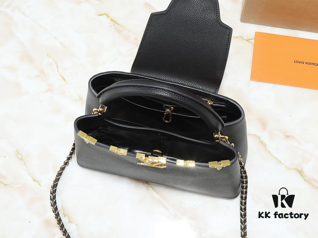 69305ecef09edb6de4c5023c Guangzhou Stock Upgraded Original M24583 M24584 M24585 Gold-Tone Crystal Flower Crown Capucines Handbag