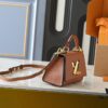 69305edaf09edb6de4c5025c Upgraded Original M21590 M59090 Twist One Handle BB Handbag crafted from deeply dyed Taurillon leather, featuring a top single handle and the iconic LV Twist turn-lock flap closure. The contrasting color leather lining adds a fashionable touch, suitable for crossbody, shoulder, or handheld wear.
