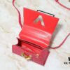 69305ee0f09edb6de4c5026b Upgraded Original M21590 M59090 Twist One Handle BB Handbag crafted from deeply dyed Taurillon leather, featuring a top single handle and the iconic LV Twist turn-lock flap closure. The contrast-color leather lining adds a fashionable touch, suitable for crossbody, shoulder, or handheld wear.