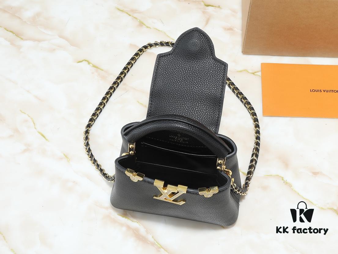 69305ee0f09edb6de4c5026c Guangzhou Stock Upgraded Original M24583 M24584 M24585 Gold-Tone Crystal Flower Crown Capucines Handbag