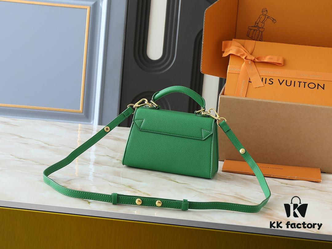 69305ee4f09edb6de4c50277 Upgraded Original M21590 M59090 Twist One Handle BB Handbag crafted from deeply dyed Taurillon leather, featuring a top single handle and the iconic LV Twist turn-lock flap closure. The contrast-color leather lining adds a trendy touch, ideal for crossbody, shoulder, or handheld wear.