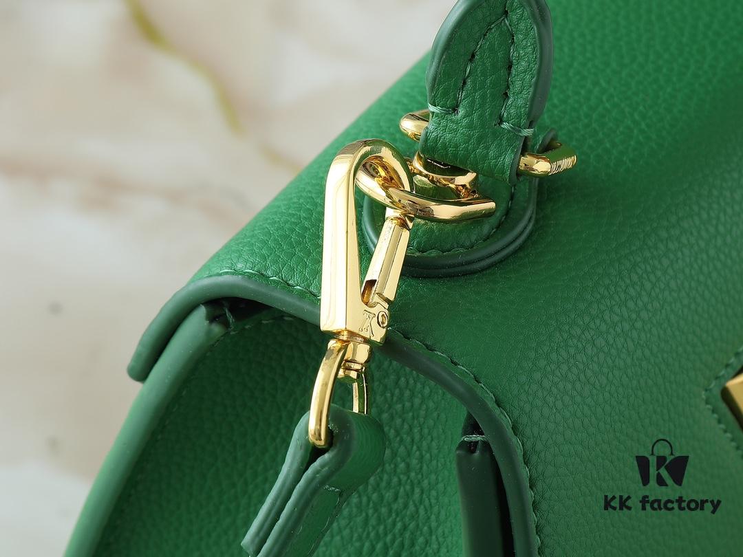 69305ee5f09edb6de4c5027a Upgraded Original M21590 M59090 Twist One Handle BB Handbag crafted from deeply dyed Taurillon leather, featuring a top single handle and the iconic LV Twist turn-lock flap closure. The contrast-color leather lining adds a trendy touch, ideal for crossbody, shoulder, or handheld wear.