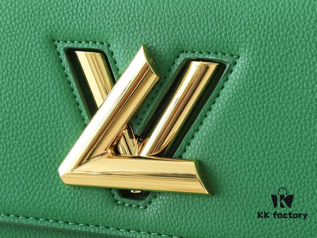 69305ee6f09edb6de4c5027b Upgraded Original M21590 M59090 Twist One Handle BB Handbag crafted from deeply dyed Taurillon leather, featuring a top single handle and the iconic LV Twist turn-lock flap closure. The contrast-color leather lining adds a trendy touch, ideal for crossbody, shoulder, or handheld wear.