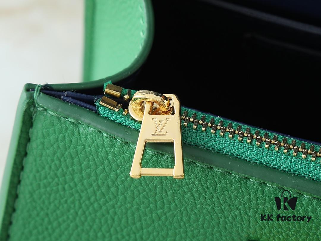 69305ee6f09edb6de4c5027c Upgraded Original M21590 M59090 Twist One Handle BB Handbag crafted from deeply dyed Taurillon leather, featuring a top single handle and the iconic LV Twist turn-lock flap closure. The contrast-color leather lining adds a trendy touch, ideal for crossbody, shoulder, or handheld wear.