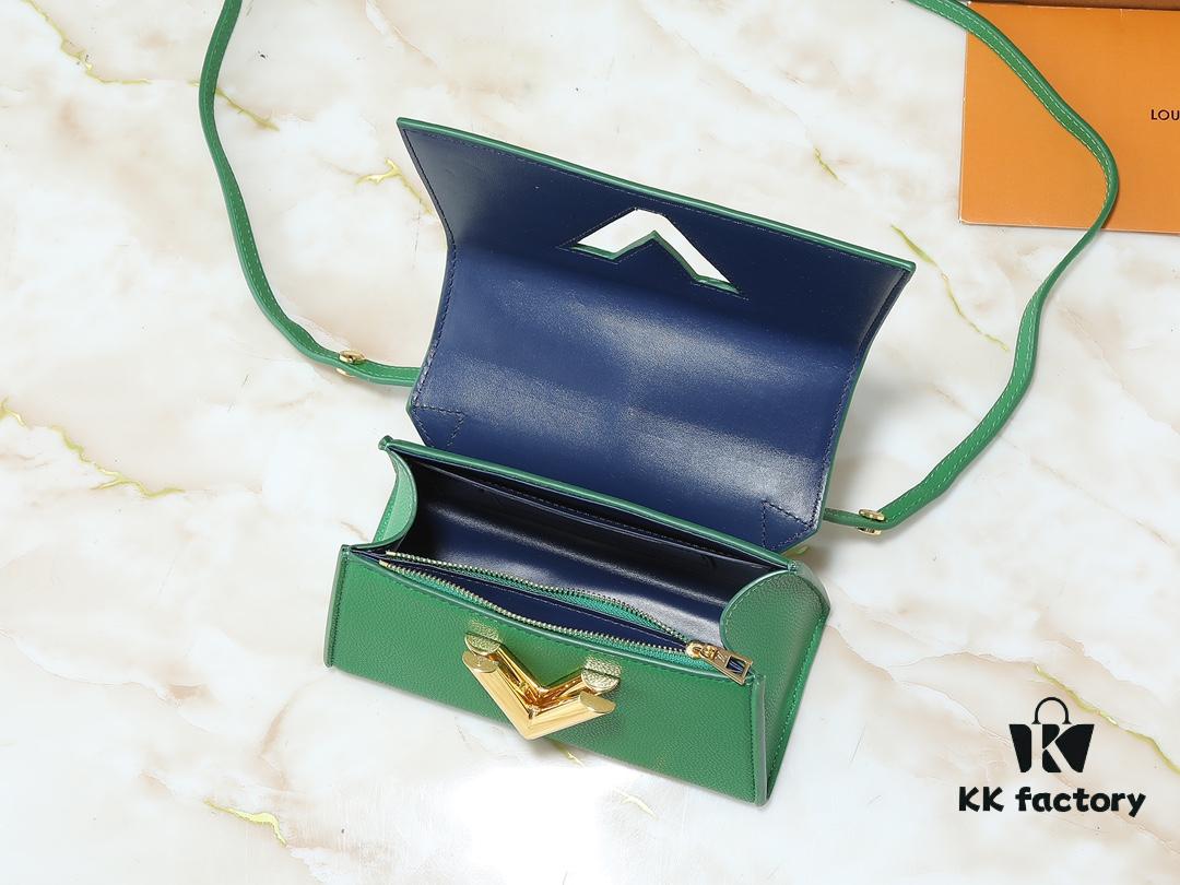 69305ee9f09edb6de4c50282 Upgraded Original M21590 M59090 Twist One Handle BB Handbag crafted from deeply dyed Taurillon leather, featuring a top single handle and the iconic LV Twist turn-lock flap closure. The contrast-color leather lining adds a trendy touch, ideal for crossbody, shoulder, or handheld wear.