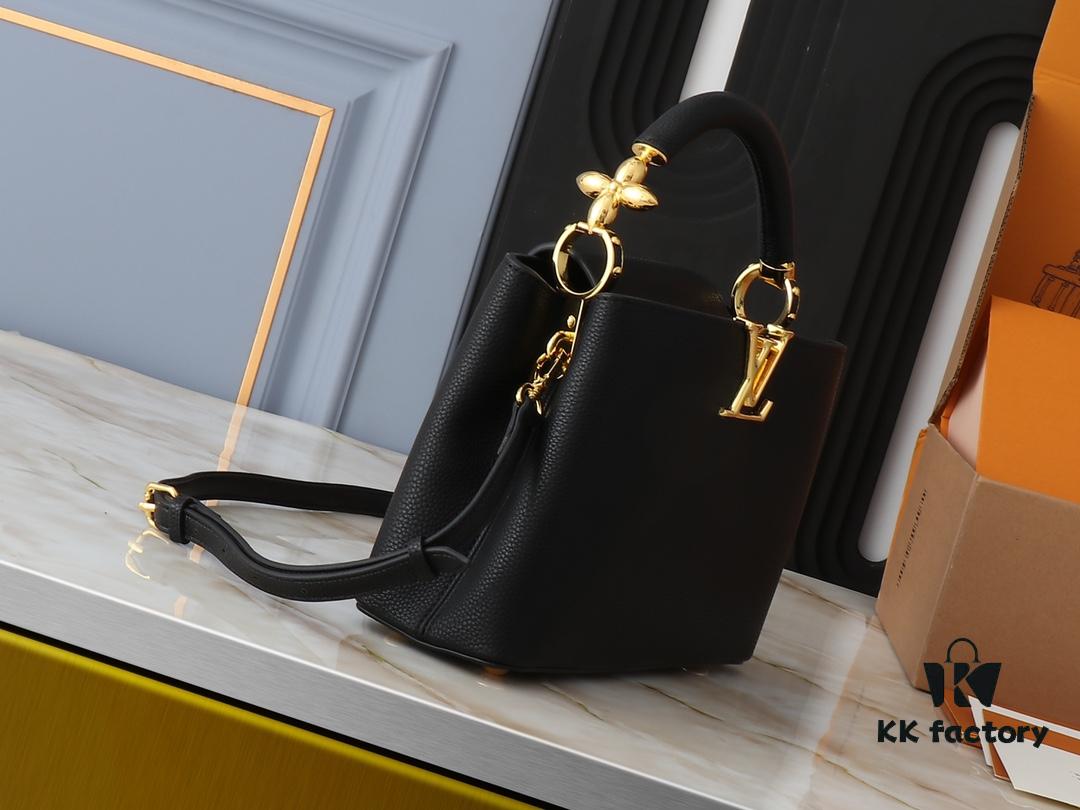69305f2bf09edb6de4c502fe Mini Capucines Bag with Refined Monogram Flower on Handle