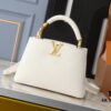 Mini Capucines Bag with Refined Monogram Flower on Handles, Crafted in Full-Grain Taurillon Leather