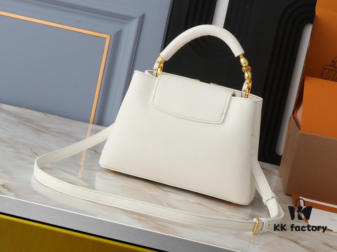 Mini Capucines Bag with Refined Monogram Flower on Handles, Crafted in Full-Grain Taurillon Leather