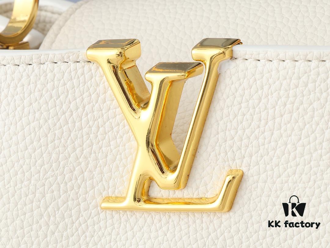 Mini Capucines Bag with Refined Monogram Flower on Handles, Crafted in Full-Grain Taurillon Leather