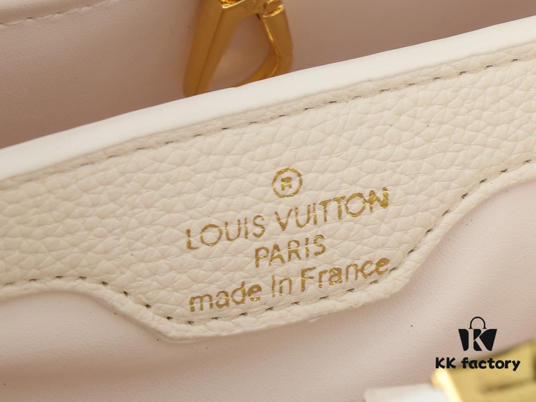Mini Capucines Bag with Refined Monogram Flower on Handles, Crafted in Full-Grain Taurillon Leather