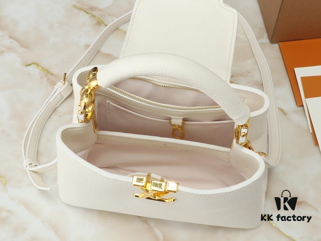 Mini Capucines Bag with Refined Monogram Flower on Handles, Crafted in Full-Grain Taurillon Leather