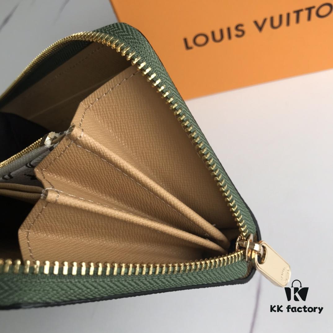 69305f42f09edb6de4c50337 Top Quality Original 💎 M60017 Green and White ZIppy Coin Purse, Monogram Canvas Zip-around Wallet
