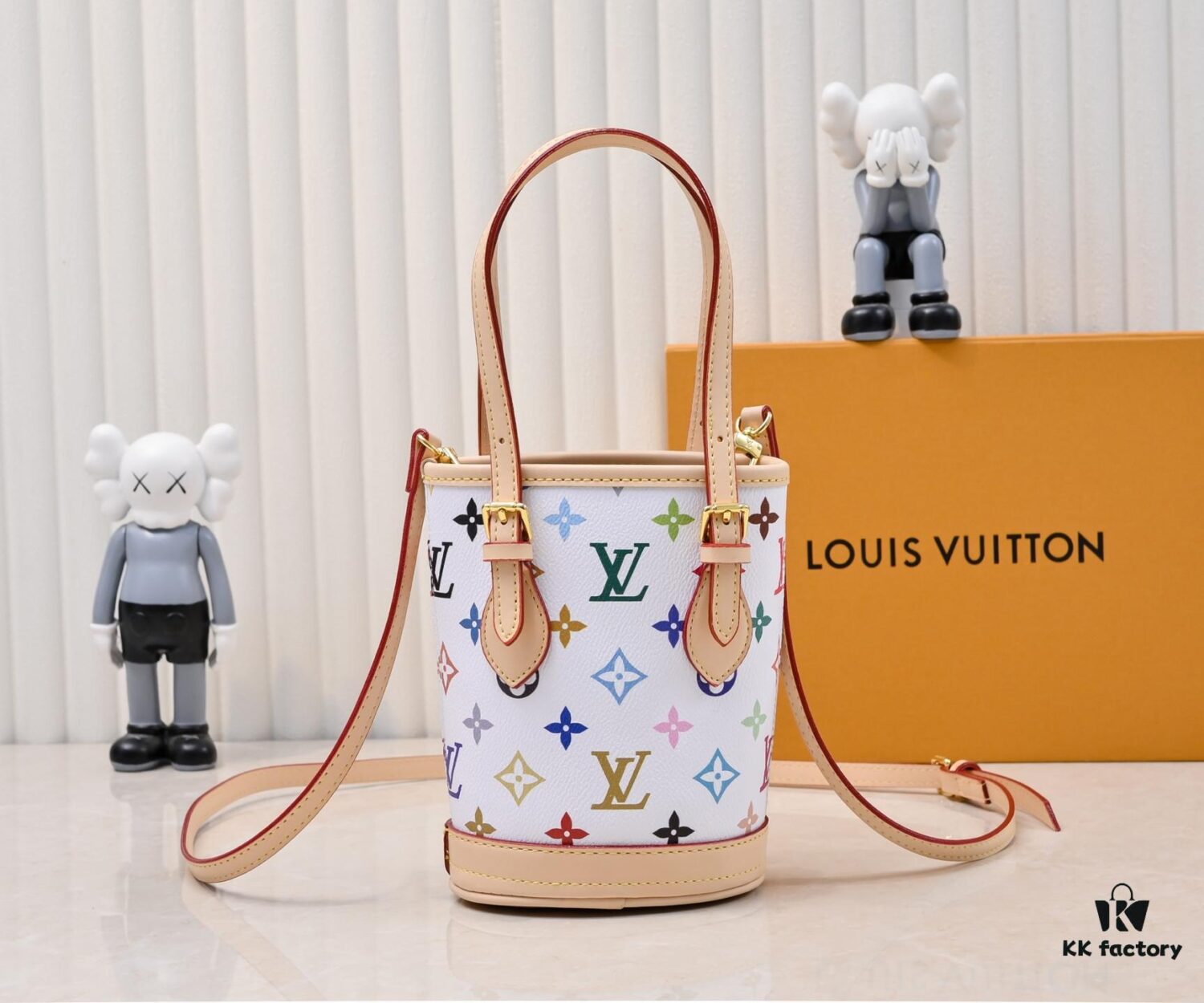 69305f49f09edb6de4c50349 M81489 M13619 LV Longshang Village White Tricolor Upgrade Nano Bucket Bag from Match Series