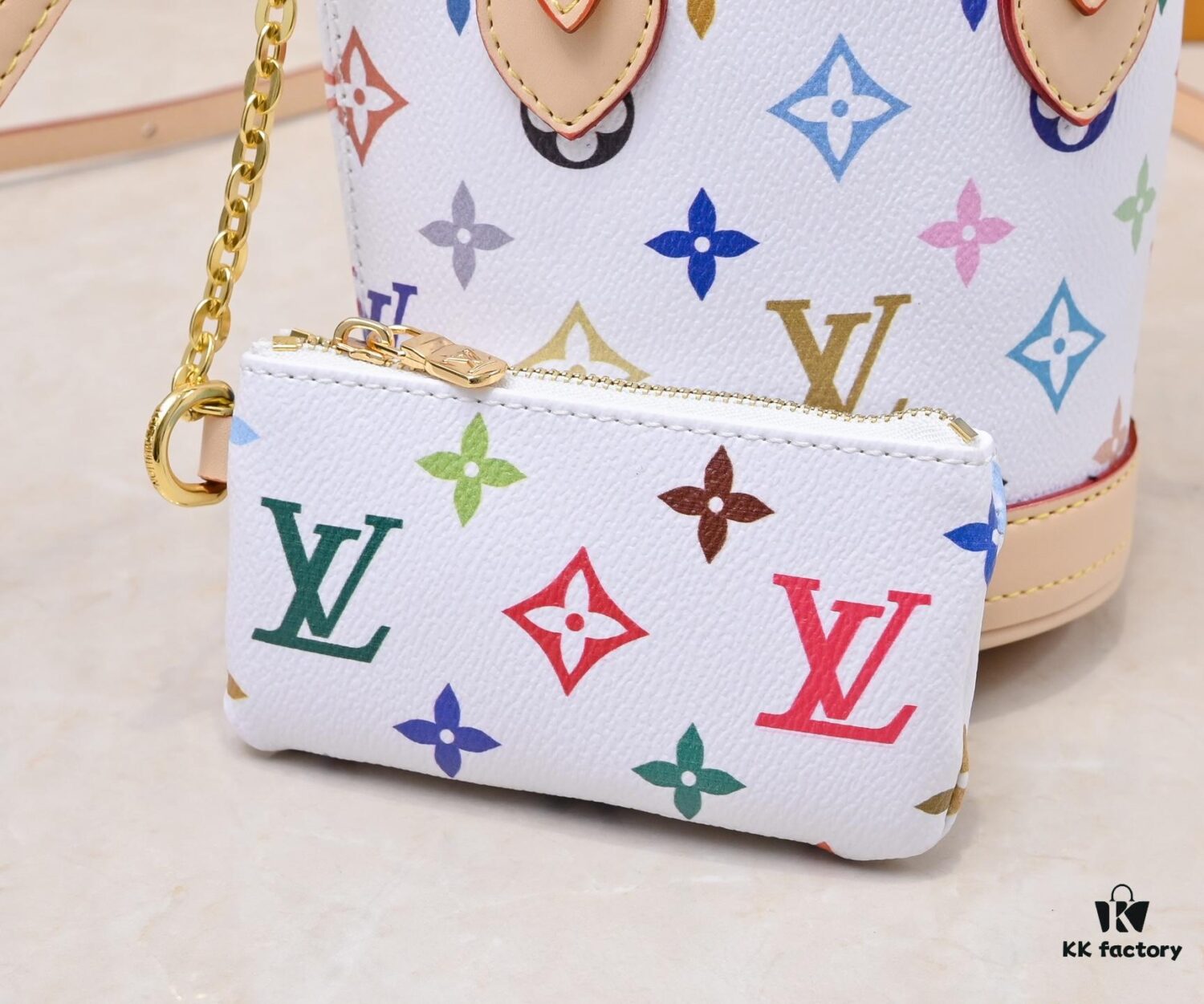 69305f4cf09edb6de4c50351 M81489 M13619 LV Longshang Village White Tricolor Upgrade Nano Bucket Bag from Match Series