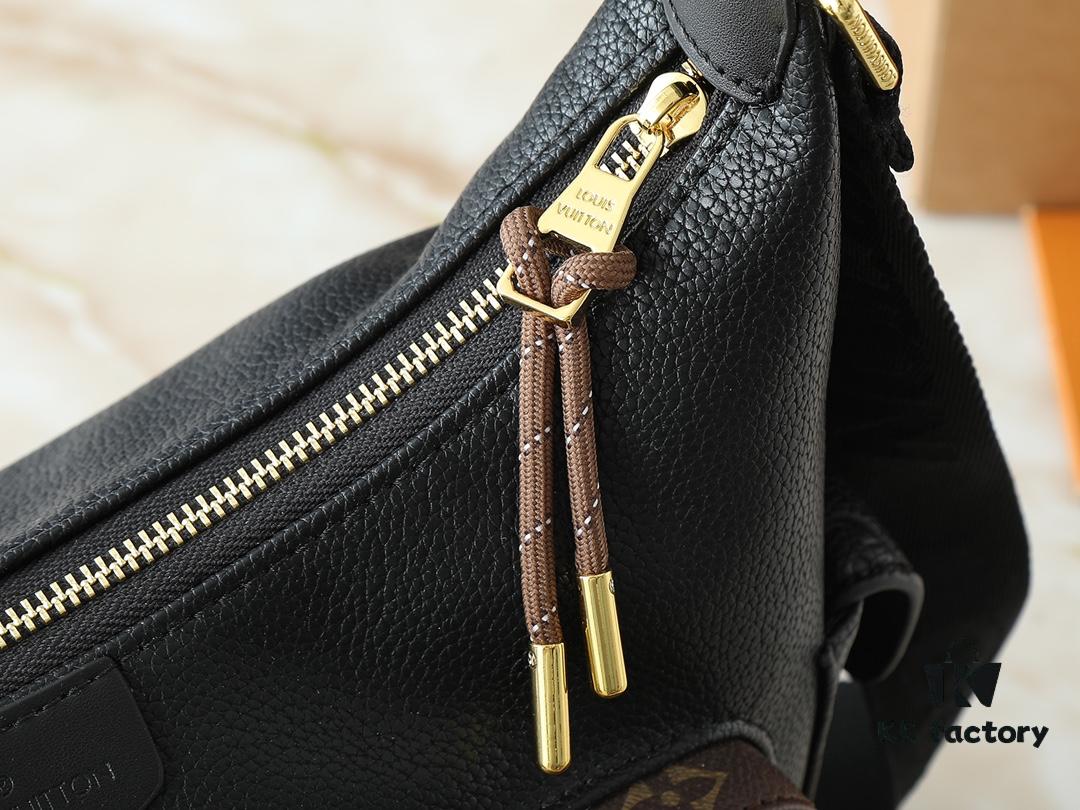 69305f4df09edb6de4c50354 Upgraded Original M12697 Full Leather Khaki Monogram Bag with Fabric Pattern, Classic Canvas with Wide Adjustable Strap