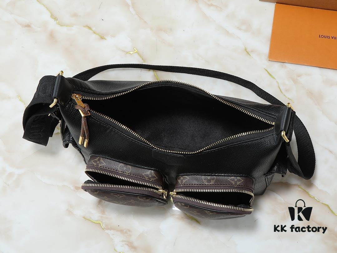 69305f4ff09edb6de4c50359 Upgraded Original M12697 Full Leather Khaki Monogram Bag with Fabric Pattern, Classic Canvas with Wide Adjustable Strap
