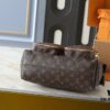69305f50f09edb6de4c5035c Upgraded Original M12697 Full Leather Khaki Monogram Bag with Floral Fabric, Classic Canvas with Wide Adjustable Strap