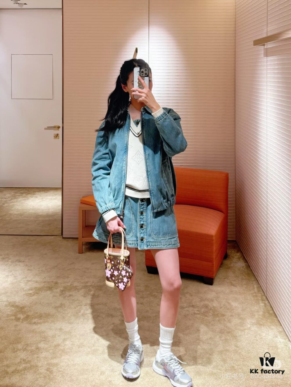 M81489 Lv Village Cherry Blossom Upgraded Nano Bucket Bag from Match Collection