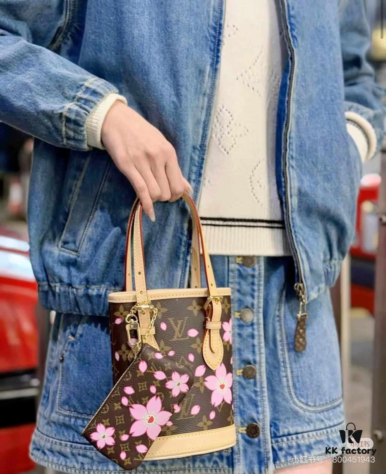 69305fbdf09edb6de4c50450 M81489 Lv Village Cherry Blossom Upgraded Nano Bucket Bag from Match Collection