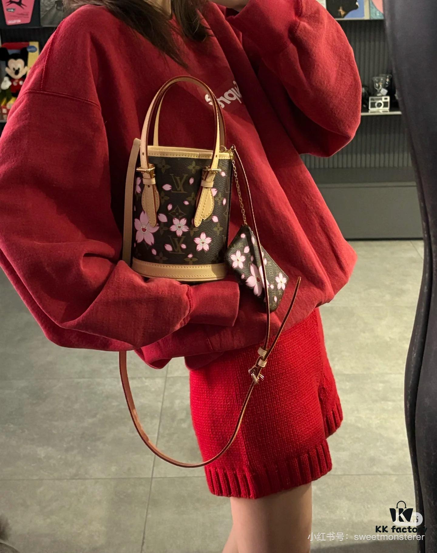 69305fc0f09edb6de4c50452 M81489 Lv Village Cherry Blossom Upgraded Nano Bucket Bag from Match Collection