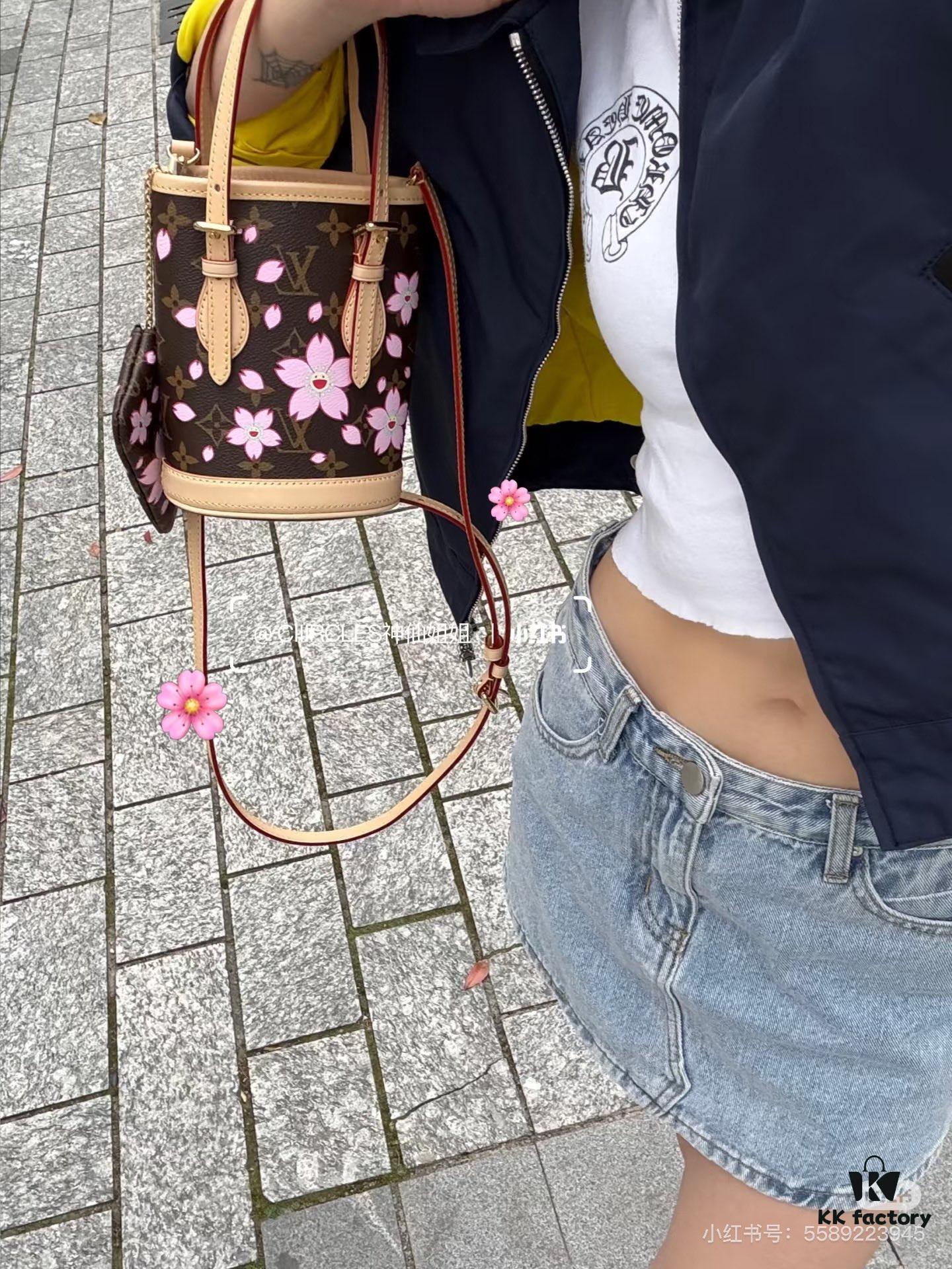 69305fc3f09edb6de4c50456 M81489 Lv Village Cherry Blossom Upgraded Nano Bucket Bag from Match Collection