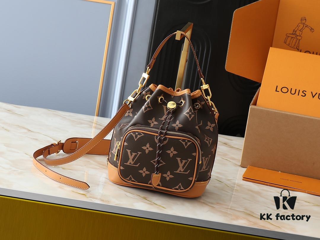 69306119f09edb6de4c506c1 Noe Cargo Mini Upgrade Original Version M14199 M14017 – Compact Bucket Bag in Shiny Calfskin with Nylon-Like Sheen
