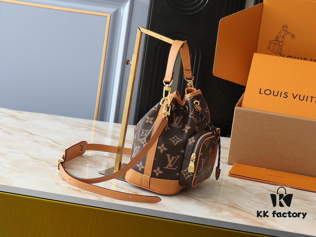 6930611af09edb6de4c506c3 Noe Cargo Mini Upgrade Original Version M14199 M14017 – Compact Bucket Bag in Shiny Calfskin with Nylon-Like Sheen