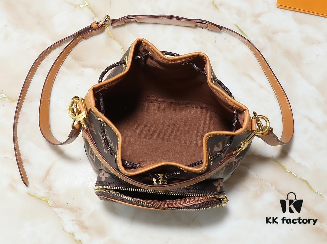 6930611ef09edb6de4c506cb Noe Cargo Mini Upgrade Original Version M14199 M14017 – Compact Bucket Bag in Shiny Calfskin with Nylon-Like Sheen