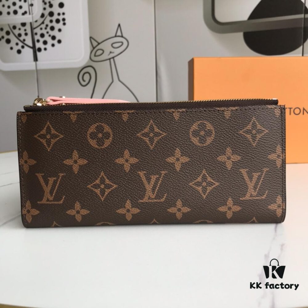 6930612bf09edb6de4c506e8 LV61269 Brand Size: 21*9*2 Super Practical Style, Still Hot! Official Website Synchronized Style! The fashionable Adele wallet combines Louis Vuitton's classic Monogram canvas with bright-colored leather lining, featuring a modern slim design, two leather zippers, and a magnetic closure for easy access. It can also be used as a clutch. Equipped with 12 credit card slots, 2 zip compartments for coins or smartphones, 2 flat inner pockets, embossed cowhide lining, and shiny gold-tone hardware.