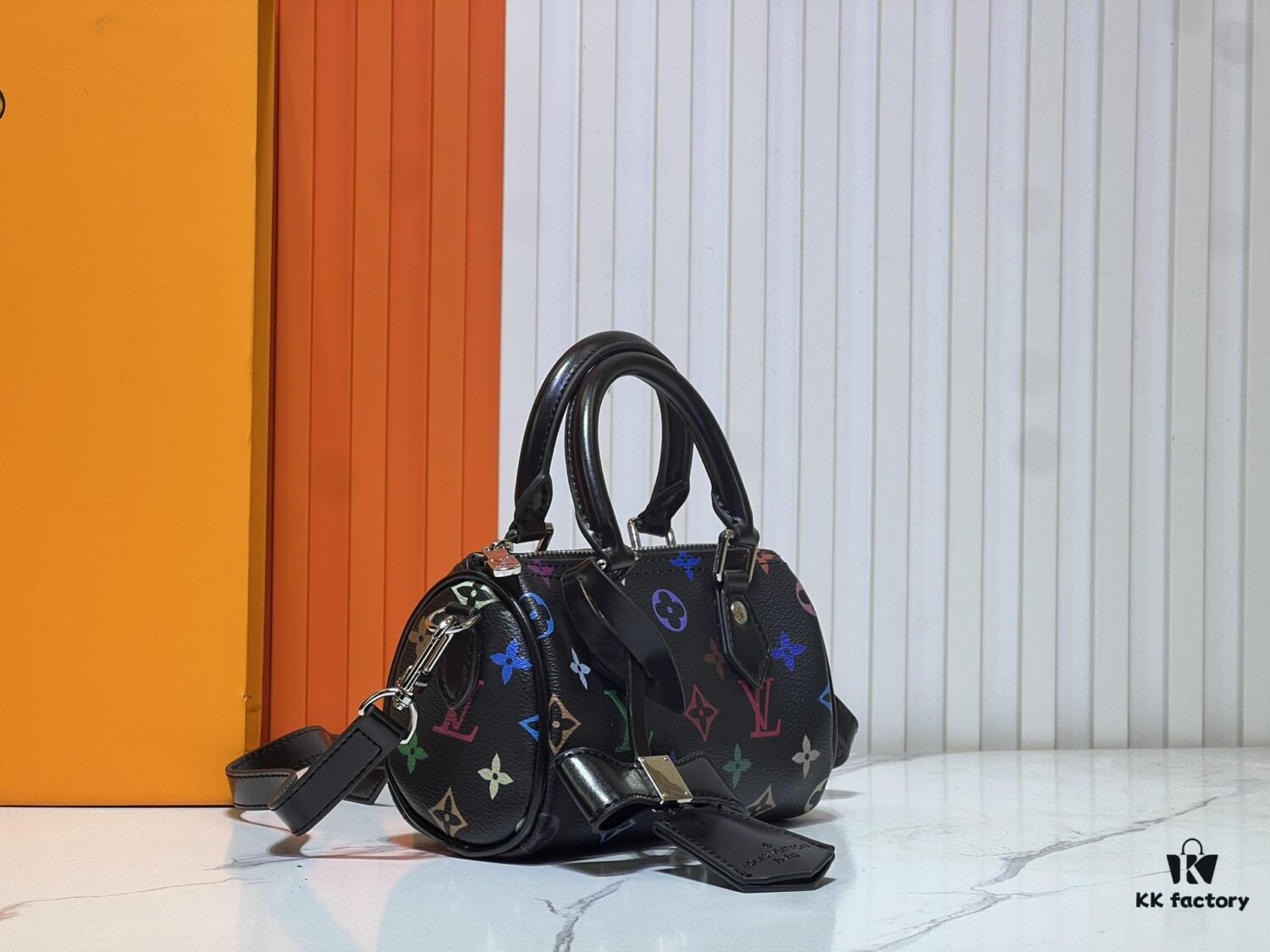 69306144f09edb6de4c50720 Upgraded Original M13391 M13406 M81085 LV x Takashi Murakami Nanospeedy Multicolor Black and White Handbag