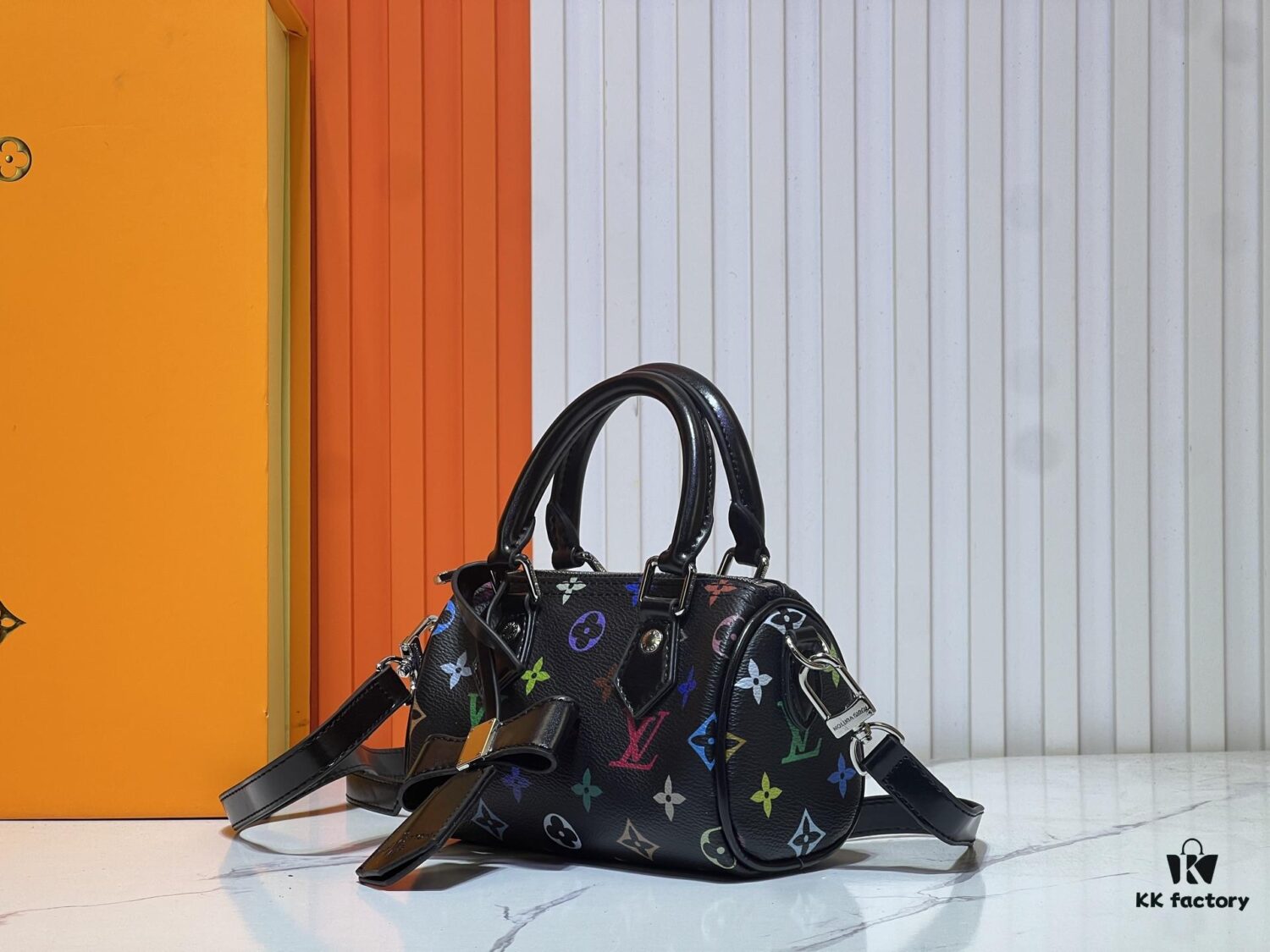 69306144f09edb6de4c50722 Upgraded Original M13391 M13406 M81085 LV x Takashi Murakami Nanospeedy Multicolor Black and White Handbag