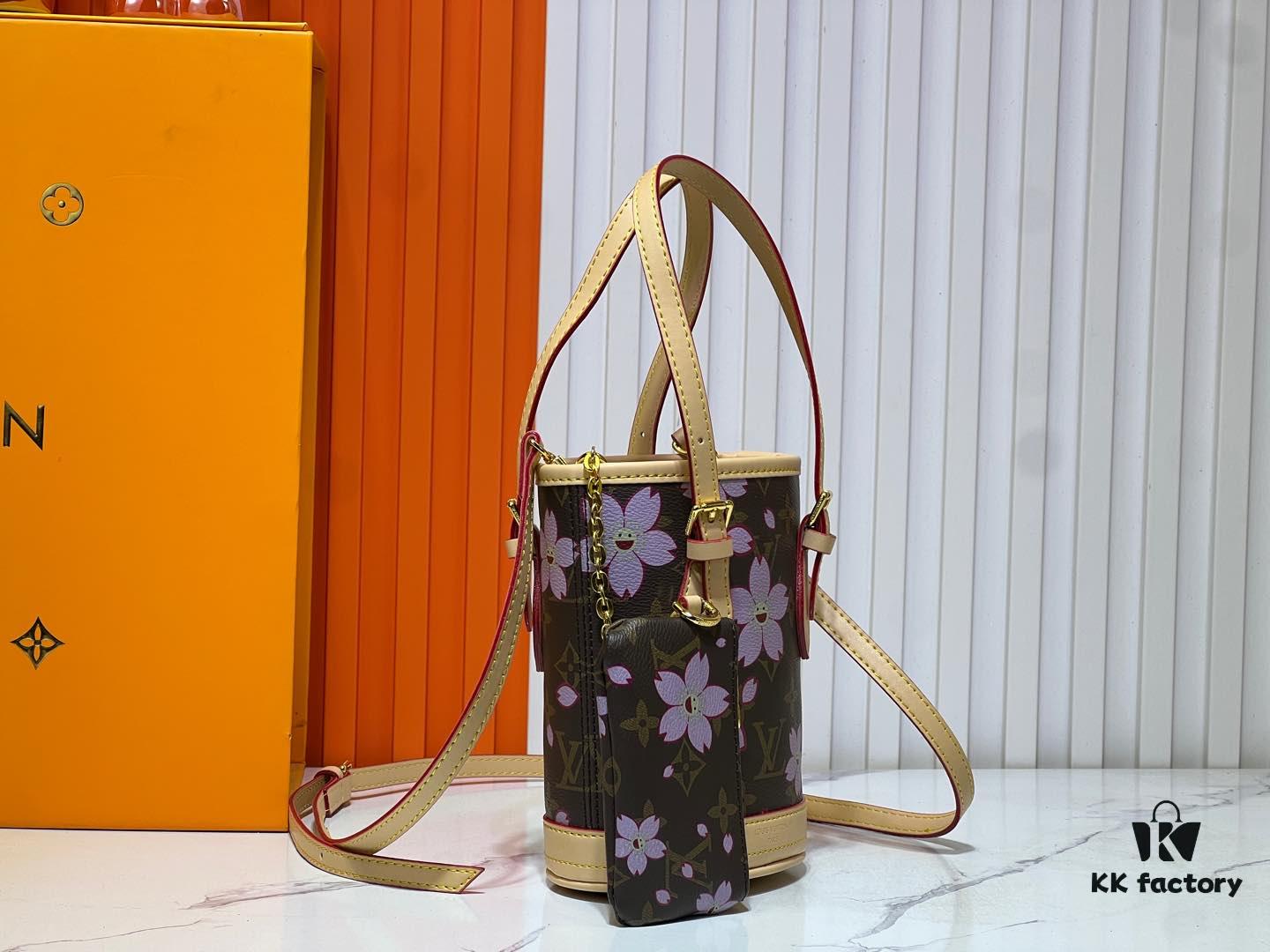 693061b1f09edb6de4c50806 M81489 Lv Longshang Village Cherry Blossom Upgrade Nano Bucket Bag from Match Collection