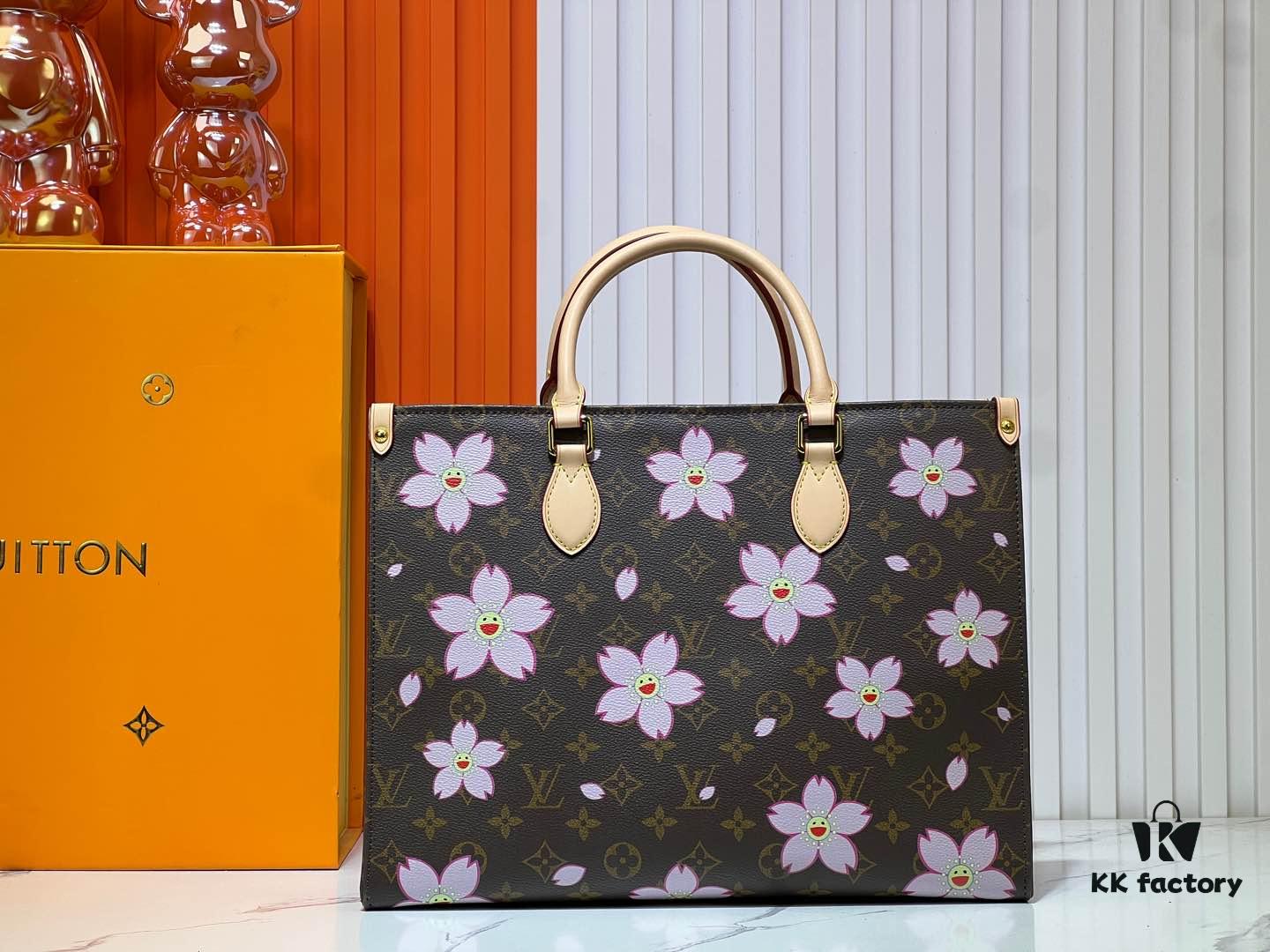 693061bbf09edb6de4c5081d M45039 M13668!🔥Lv & Murakami Cherry Blossom 🌸 OnTheGo New Version Legendary ONTHEGO Tote Bag