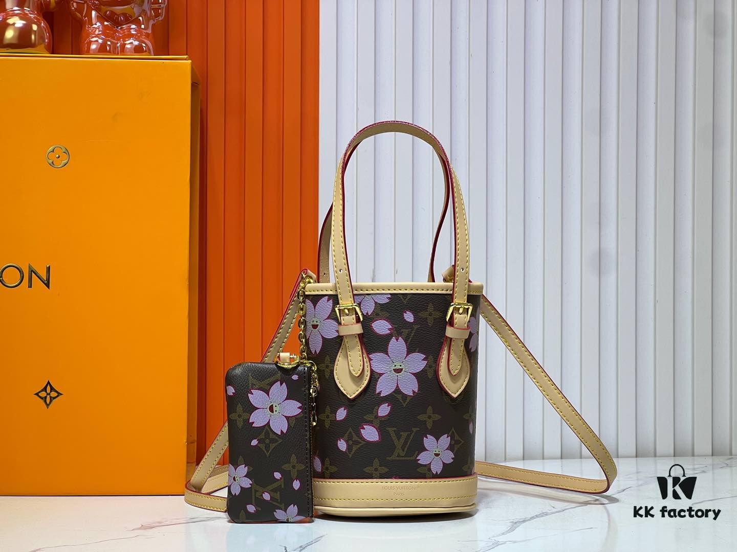 693061bcf09edb6de4c50821 M81489 Lv Longshang Village Cherry Blossom Upgrade Nano Bucket Bag from Match Collection