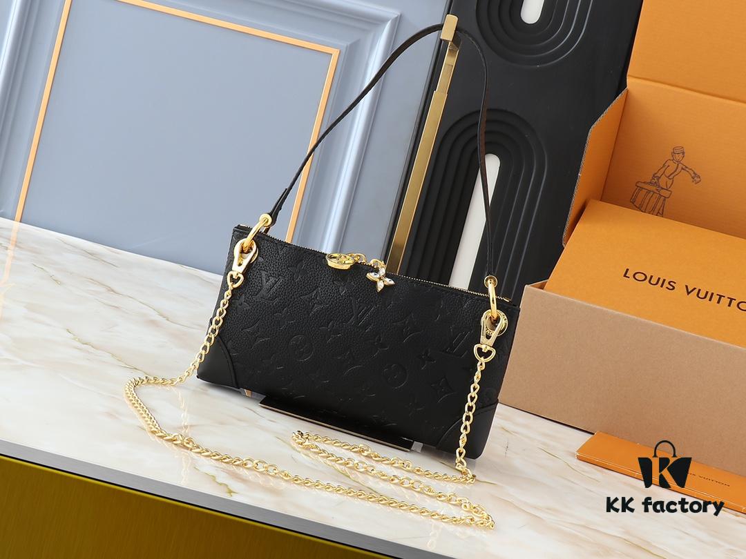 693061d5f09edb6de4c5085b Upgrade Original 🔥Chain Strap🔥 M12174 Pochette Sèvres from LV Ski Collection in 'Shiny' Gun-Metallic Tone