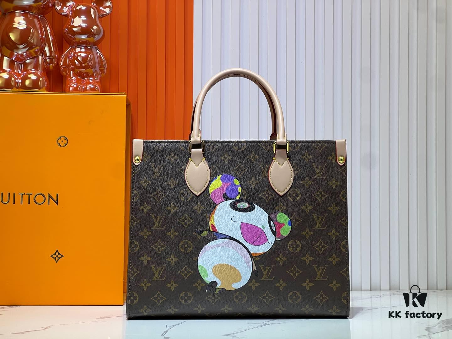 69306228f09edb6de4c50927 M45039 M13668!🔥Lv & Murakami 🐼 Panda Print OnTheGo New Version Legendary ONTHEGO Tote Bag