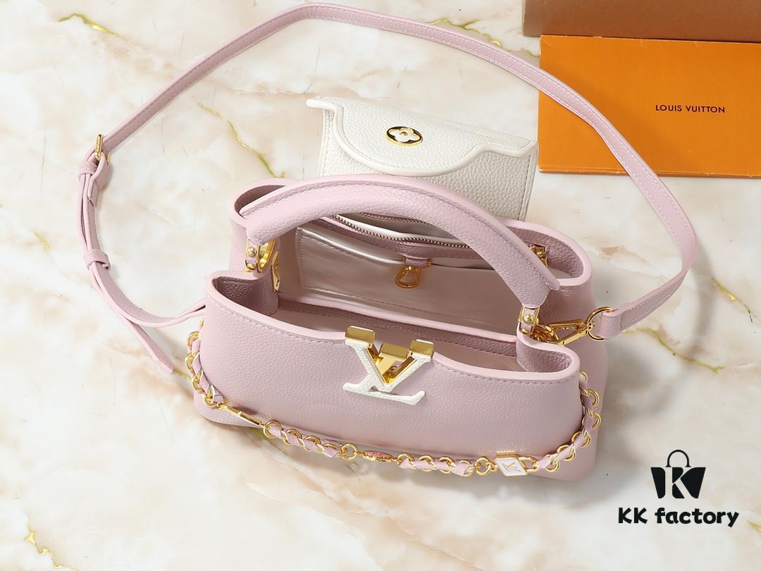69306287f09edb6de4c509fd Upgraded Original M23949 M23950 M24471 M23951 Capucines BB Bag with Elegant Lovelock Chain