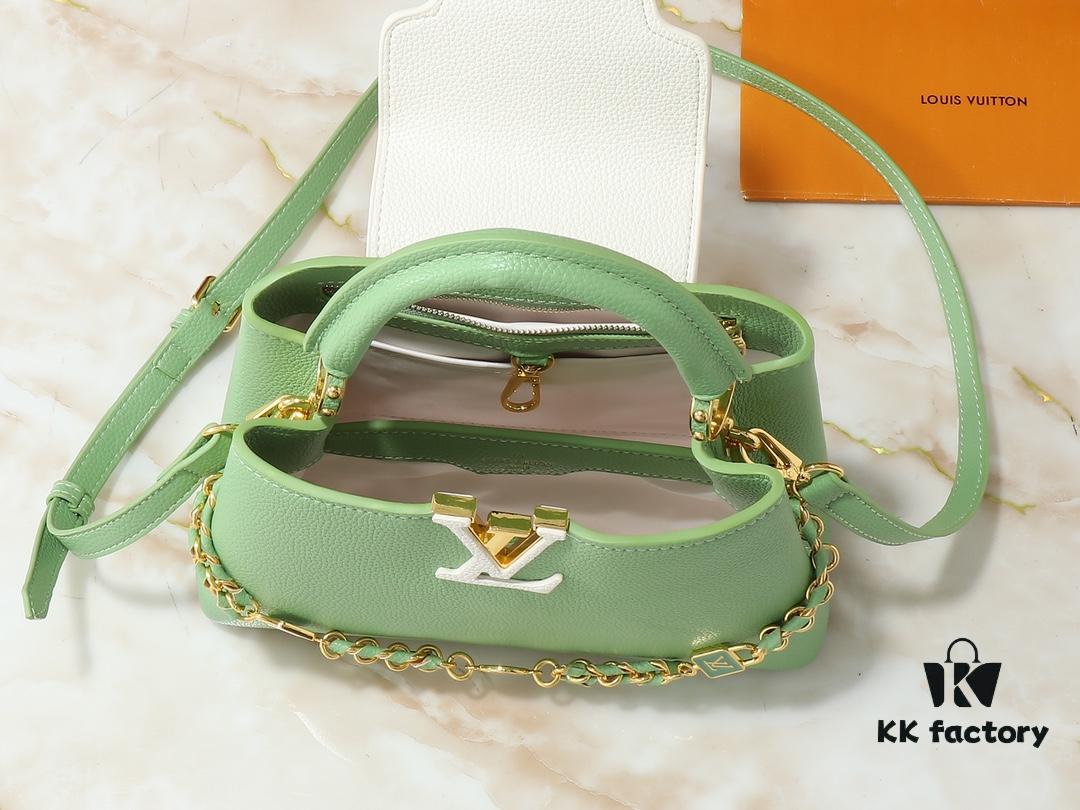 6930629af09edb6de4c50a2d Upgraded Original M23949 M23950 M24471 M23951 Capucines BB Handbag with Elegant Lovelock Chain