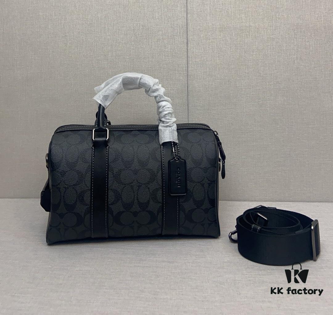 693062e2f09edb6de4c50ad0 New September Arrival CT840 Unisex Classic Logo Canvas Texture Gotham 24-inch Travel Bag – LV24 Alternative Pillow Bag, Couples Style Compatible, Coated Canvas with Cow Leather Trim
