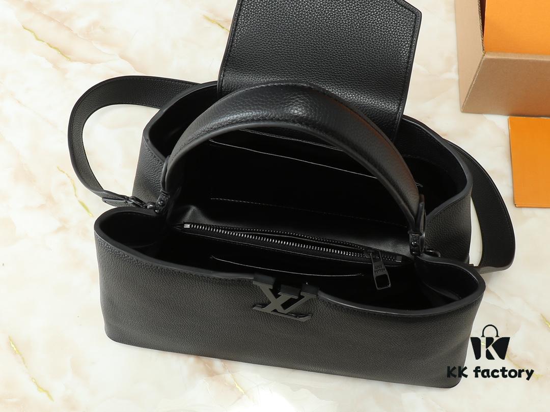 693062fef09edb6de4c50b07 Upgraded Original M24880 M24879 M24620 M24607 Black Out Capucines Souple Large Handbag