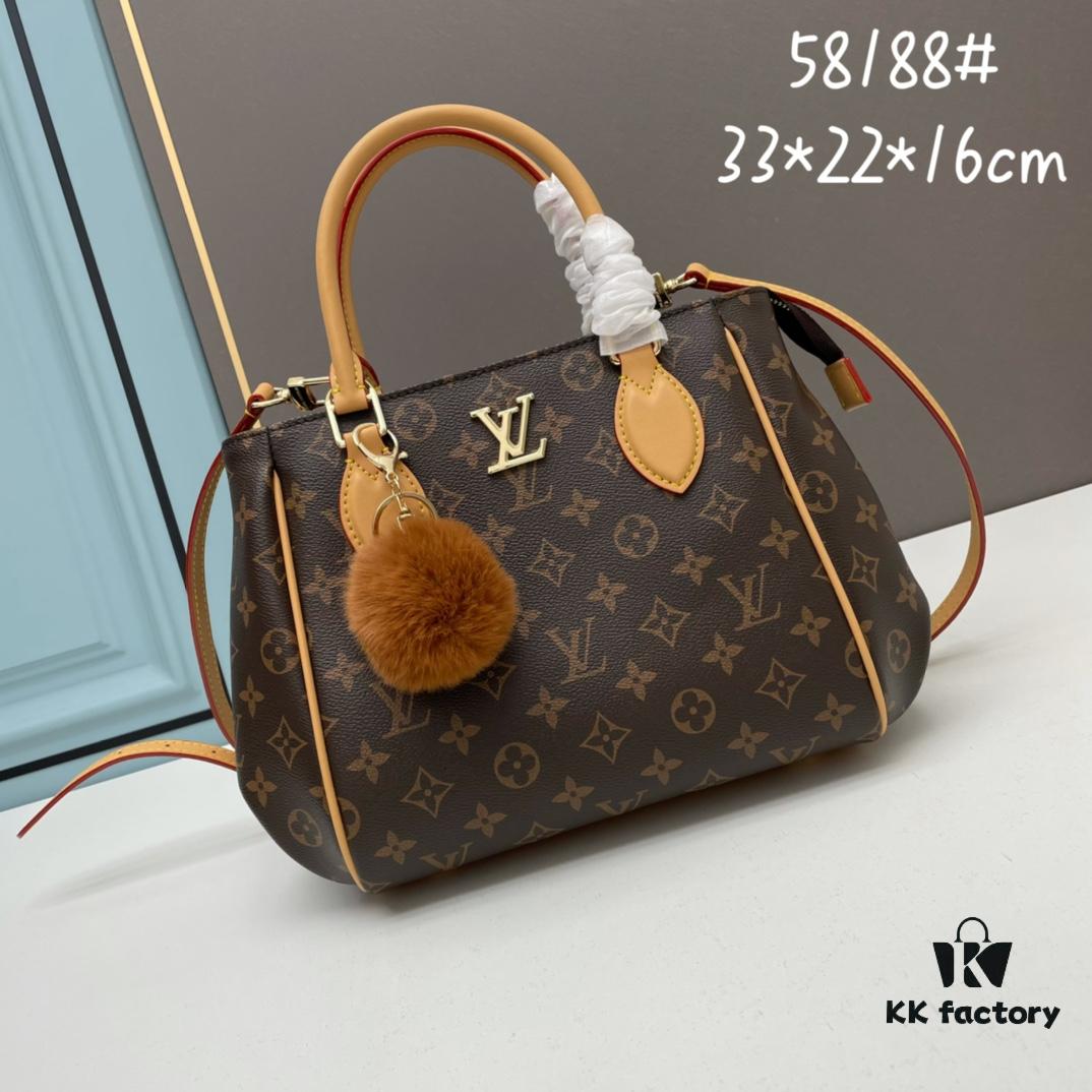 69306313f09edb6de4c50b38 New LV Monogram Leather Handheld Shoulder Crossbody Bag, Model 58188, with Long Strap, 2022 New Fashion Women's Bag, Large Capacity