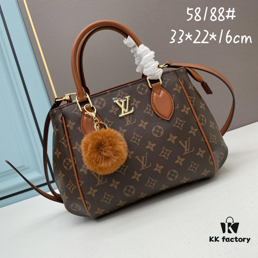 6930631cf09edb6de4c50b52 New LV Monogram Leather Handheld Shoulder Crossbody Bag Model 58188, Long Strap Included, 2022 New Fashion Women's Bag with Large Capacity