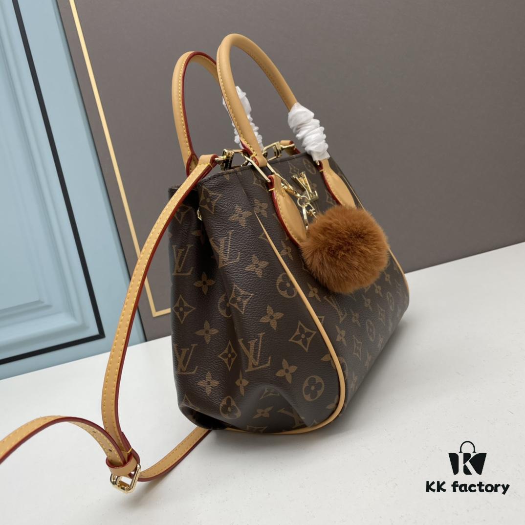 New LV Monogram Leather Handheld Shoulder Crossbody Bag Model 58188 with Long Strap, 2022 New Fashion Women's Bag, Monogram Genuine Leather Shoulder Strap, Large Capacity [Strong] Size 33-22-16cm