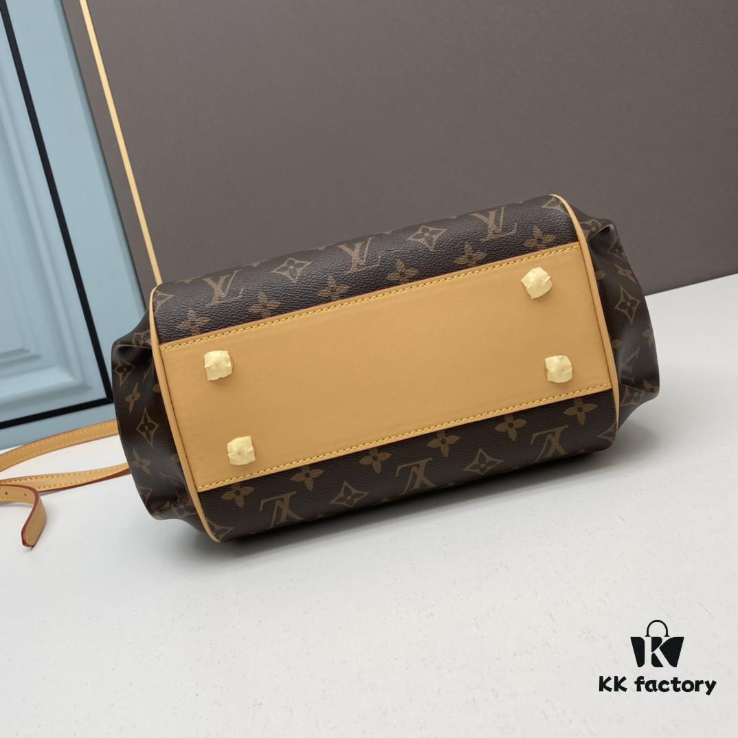 New LV Monogram Leather Handheld Shoulder Crossbody Bag Model 58188 with Long Strap, 2022 New Fashion Women's Bag, Monogram Genuine Leather Shoulder Strap, Large Capacity [Strong] Size 33-22-16cm