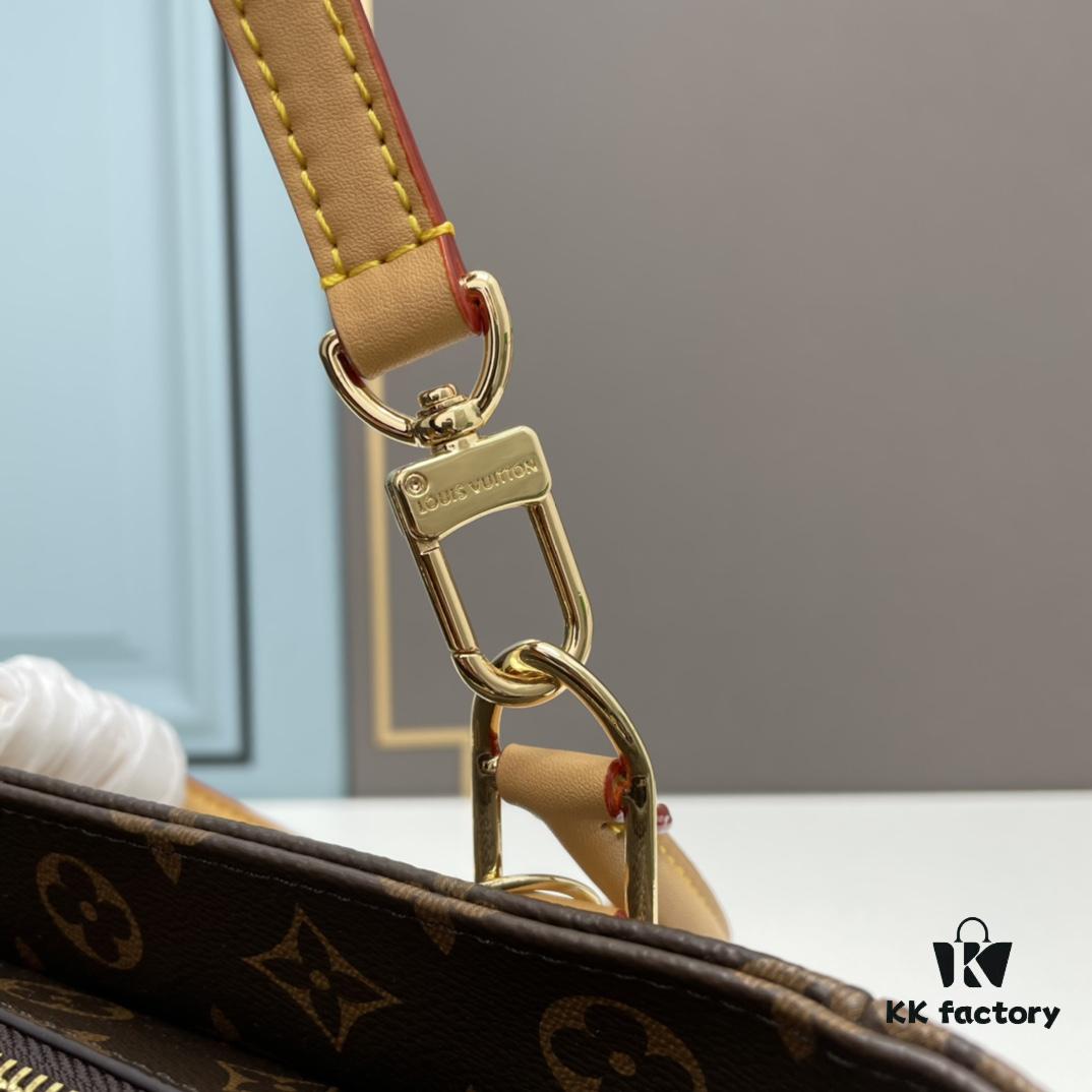 New LV Monogram Leather Handheld Shoulder Crossbody Bag Model 58188 with Long Strap, 2022 New Fashion Women's Bag, Monogram Genuine Leather Shoulder Strap, Large Capacity [Strong] Size 33-22-16cm