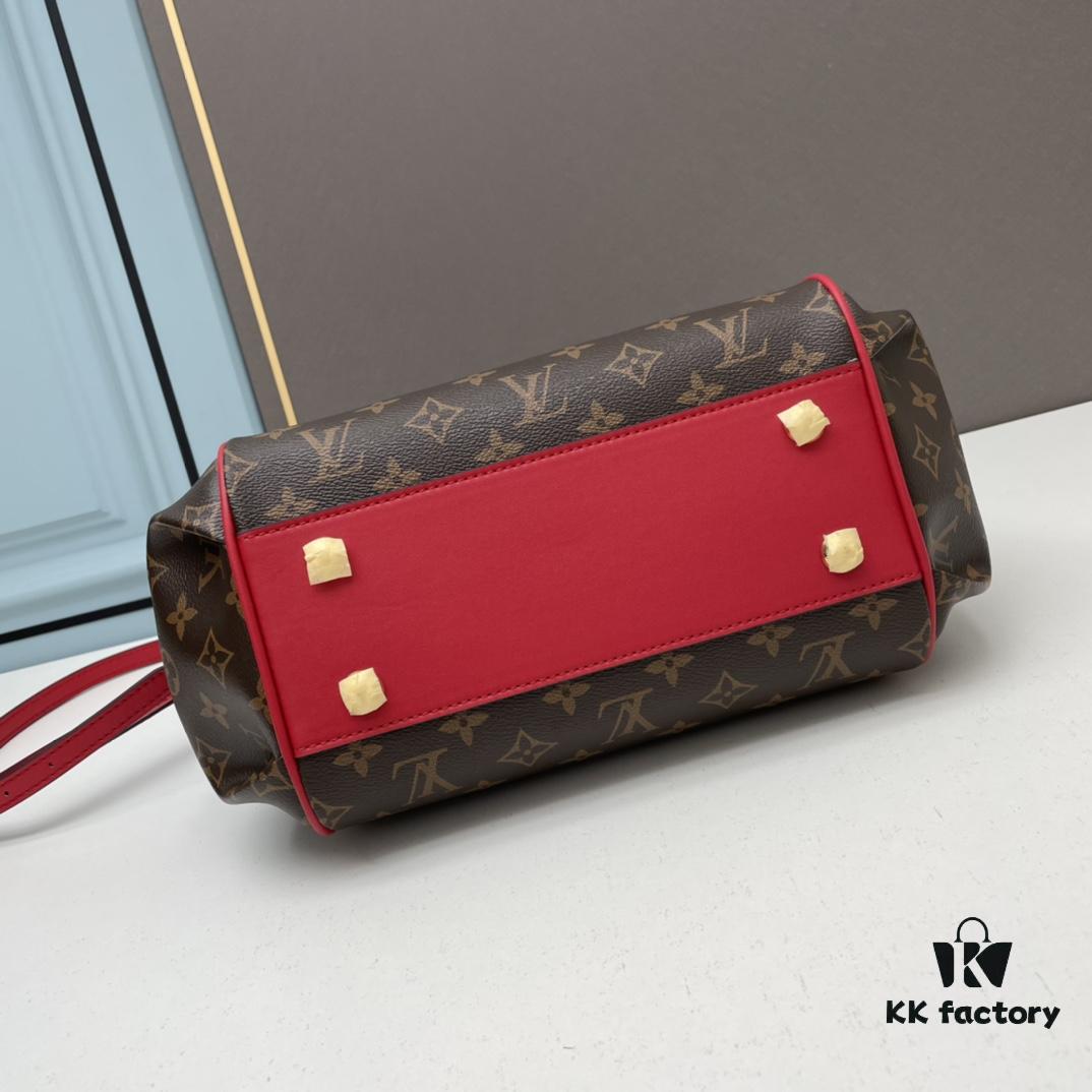 New LV Monogram Leather Handheld, Shoulder and Crossbody Bag Model 58188 with Long Strap, 2022 New Fashion Women's Bag, Monogram Genuine Leather Shoulder Strap, Large Capacity [Strong], Size 33-22-16cm
