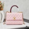 6930641b6e68136f4d9a4411 New Arrival with Box, Mini Chanel Coco Handle in Black Calfskin with Gold Hardware and Red Handle
