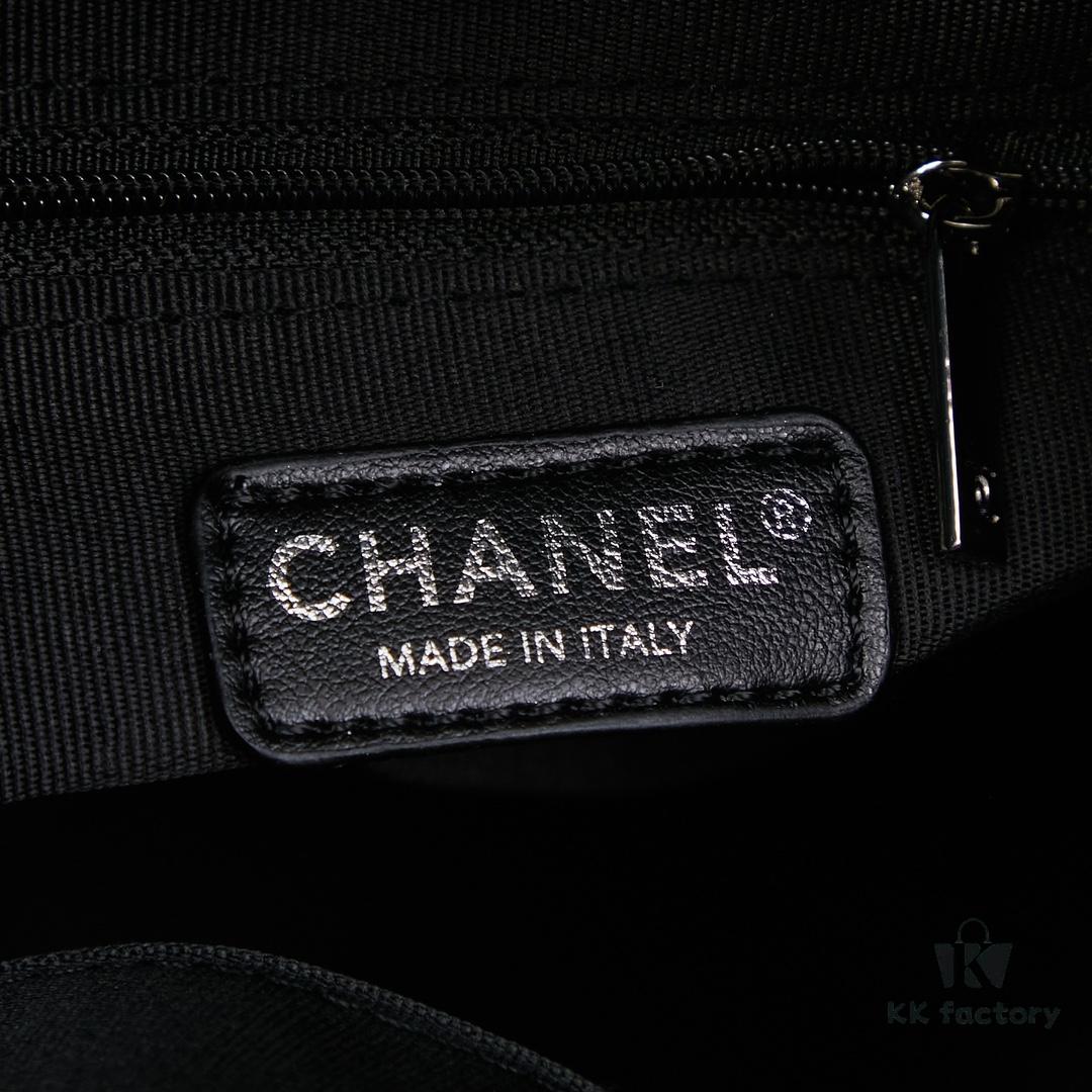 6930641f6e68136f4d9a4417 New Large-Sized Chanel Black and Silver Exterior Stitching Hobo Bag ② Size