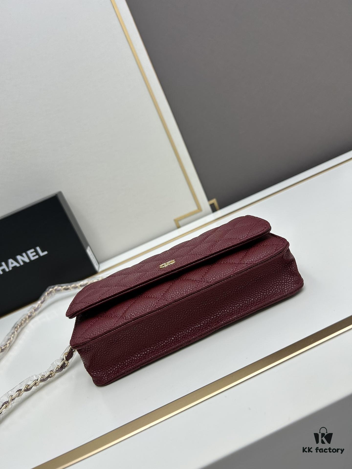 693064206e68136f4d9a4418 Chanel WOC Classic Fortune Bag with Box (33814 Ball Texture) - Can Be Worn Crossbody or Shoulder, Chain Stows Inside for Clutch Use